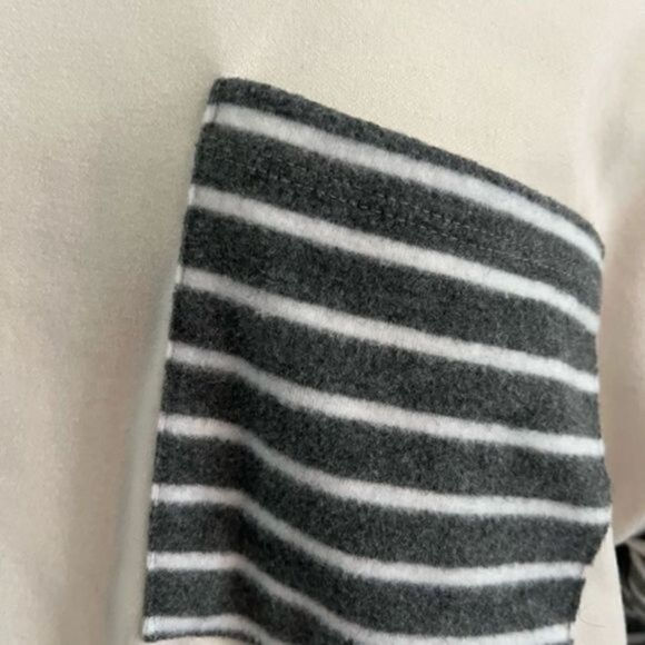 Shein Tan Fleece Pullover. Stripes on sleeves and front pocket. Large. - Picture 2 of 5